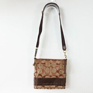 Y2K Coach Signature‎ Canvas Crossbody Bag Brown Indie Classic Monogram Purse